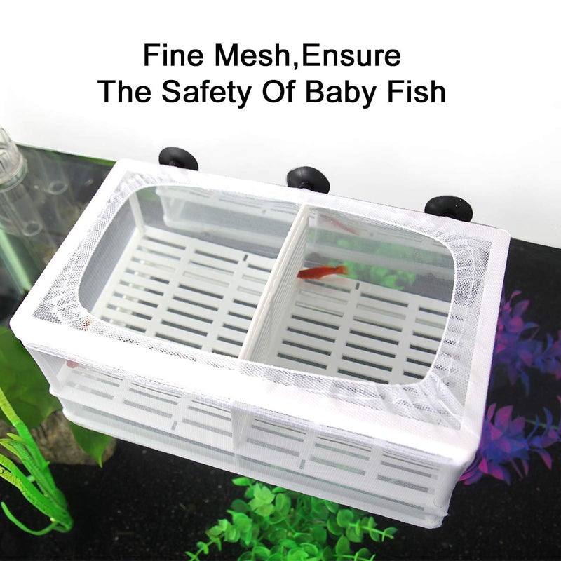 Senzeal Aquarium Fish Breeder Box Fish Fry Hatchery Incubator Net Nylon Isolation Mesh with 3pcs Pipette (Large) - Image 5